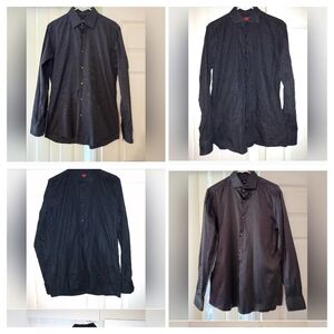 Hugo Boss Mens Button Down Long Sleeve Collar Shirts 4 Medium SlimFit 38-40 Neck